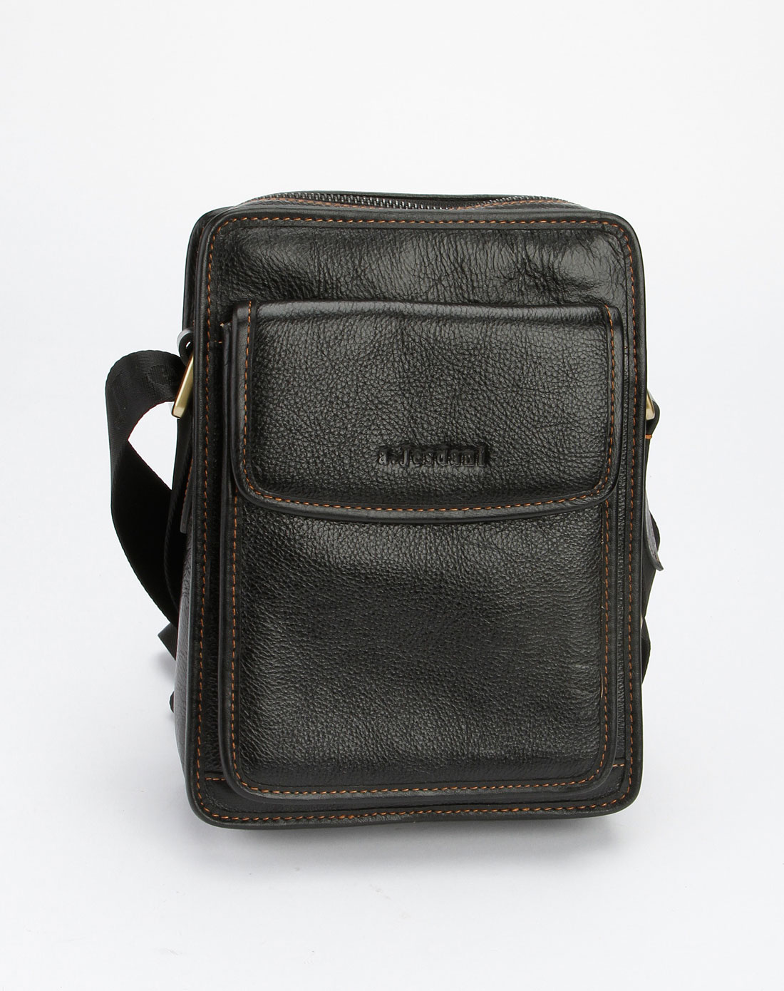 jesdani皮具专场男款黑色时尚简约斜挎包