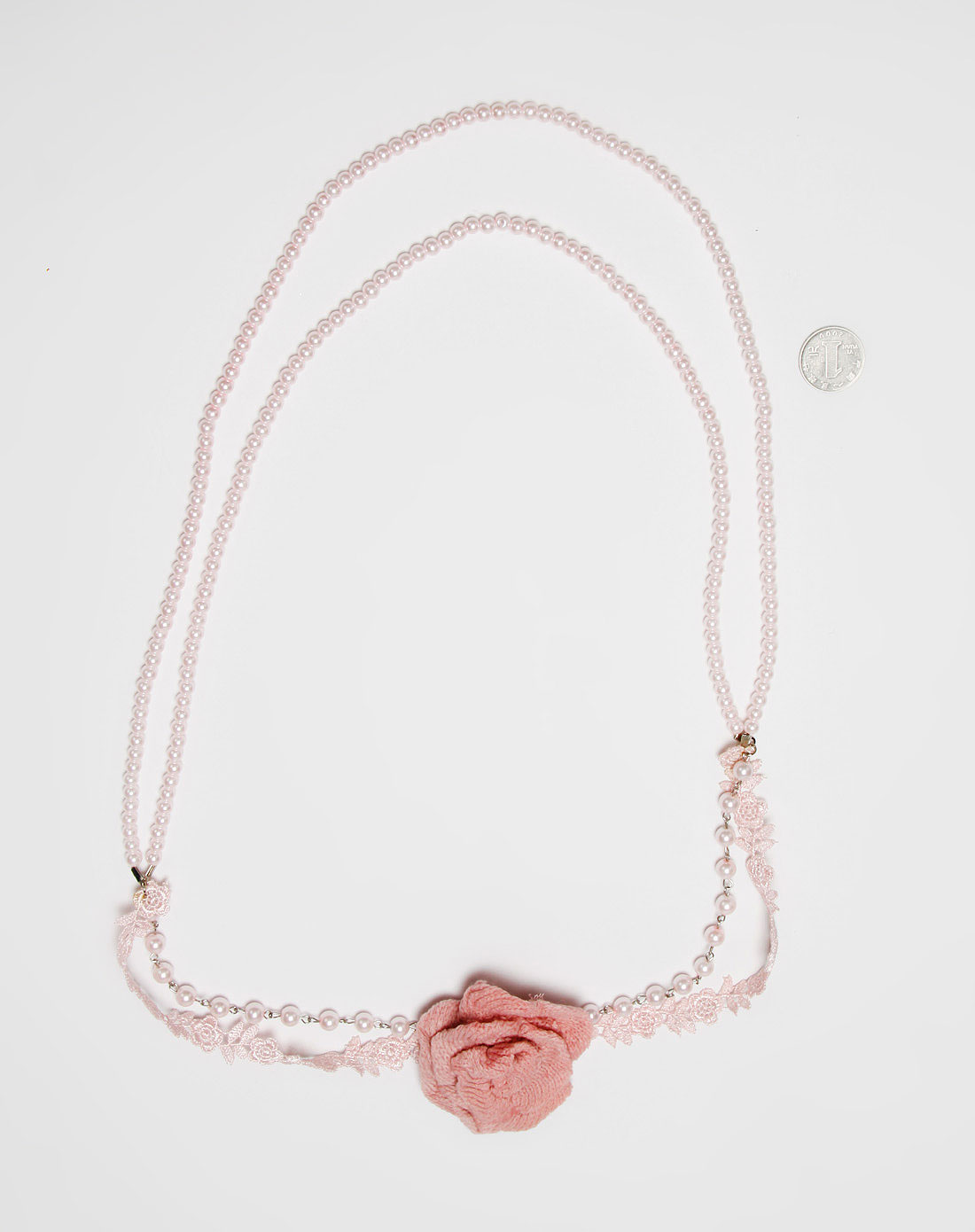 in.in粉红色珍珠玫瑰花项链