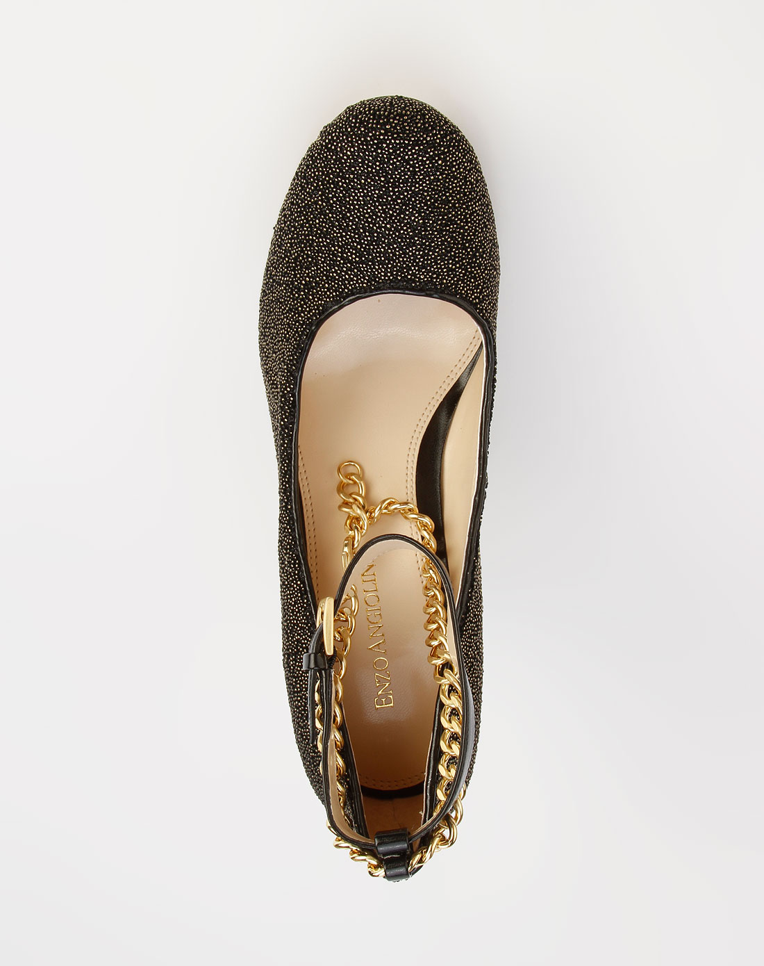 enzo angiolini女鞋专场女款黑/金色时尚高跟鞋