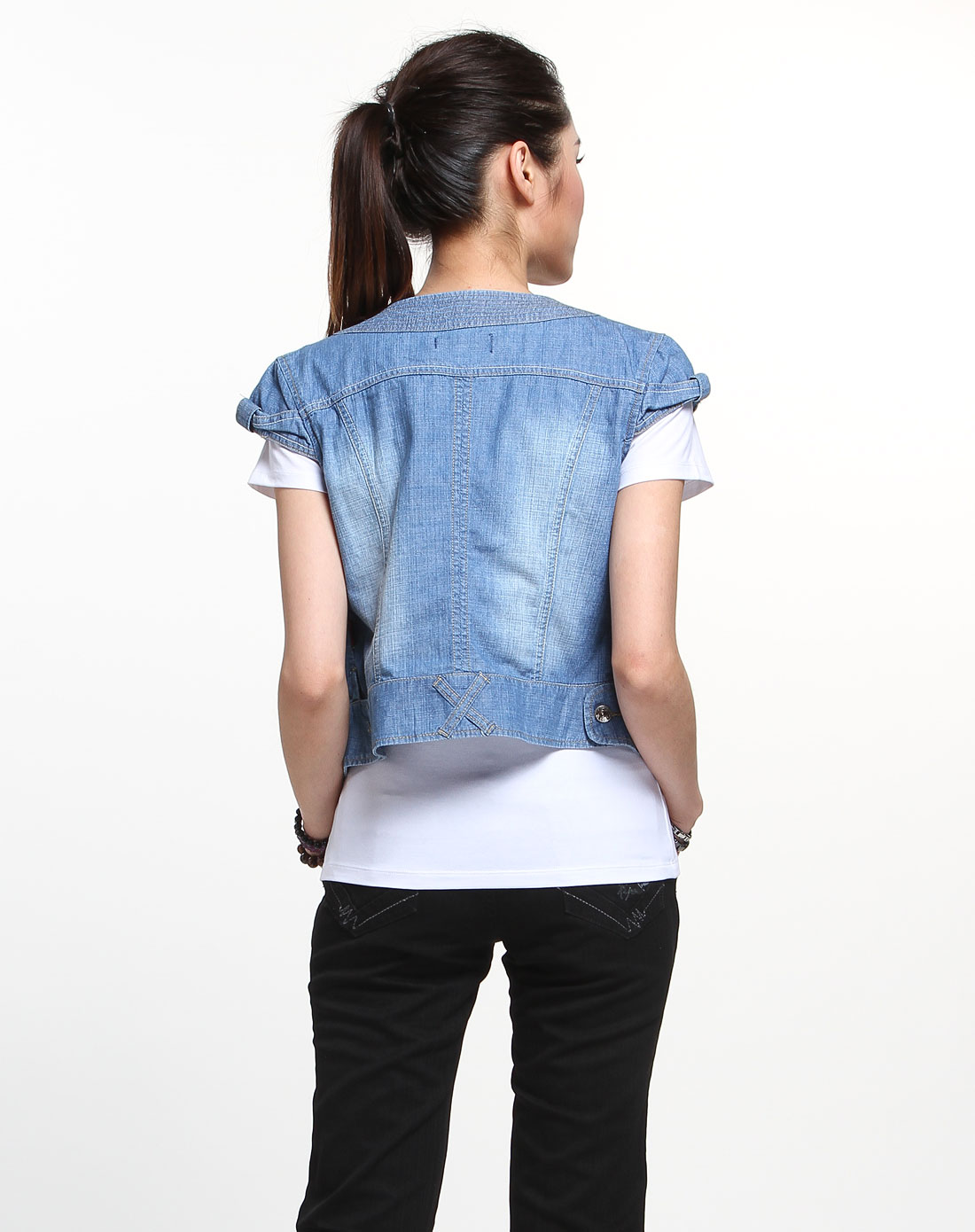 旗牌王kipone--女装专场浅蓝色短袖牛仔上衣