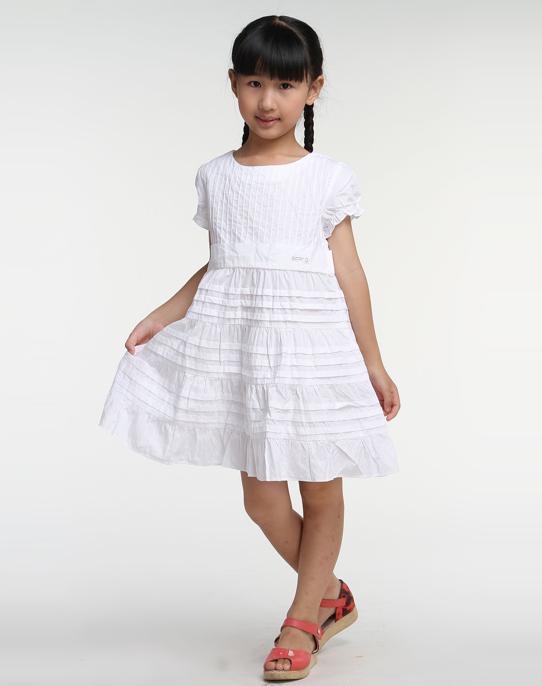 小猪班纳pepco男女童混合专场女童白色休闲短袖连衣裙