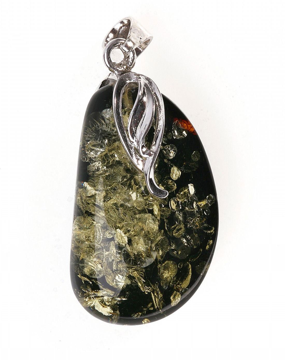 昊天琥珀挪威森林绿珀吊坠