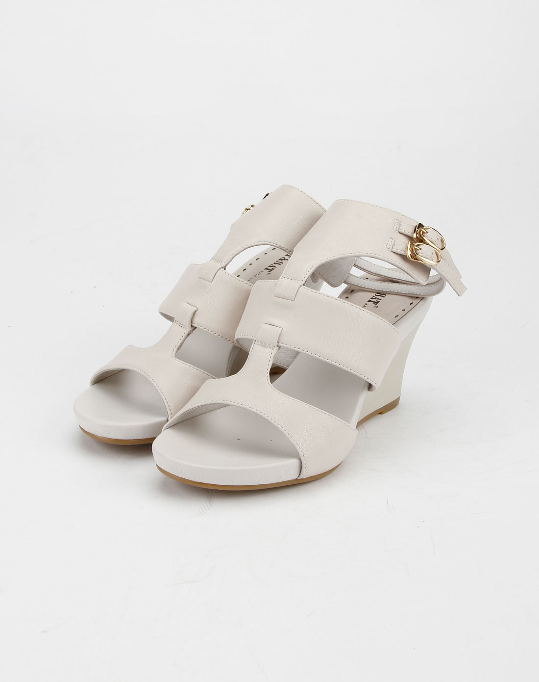 星期六st&sat女鞋专场女款乳白色时尚高跟鞋凉鞋