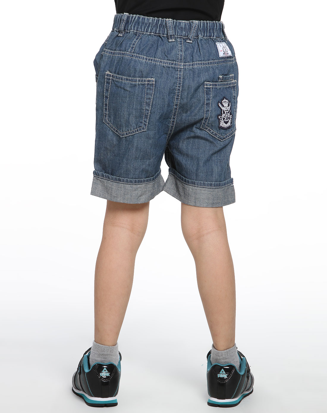 男童丈青色牛仔短裤