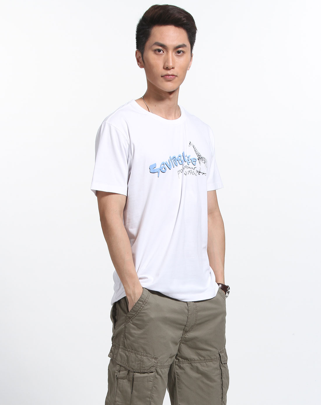 圣弗莱sevlae男装专场白色圆领短袖t恤