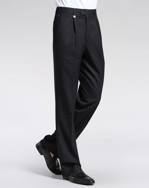 宾度j.benato男装专场黑色暗条纹西装长裤