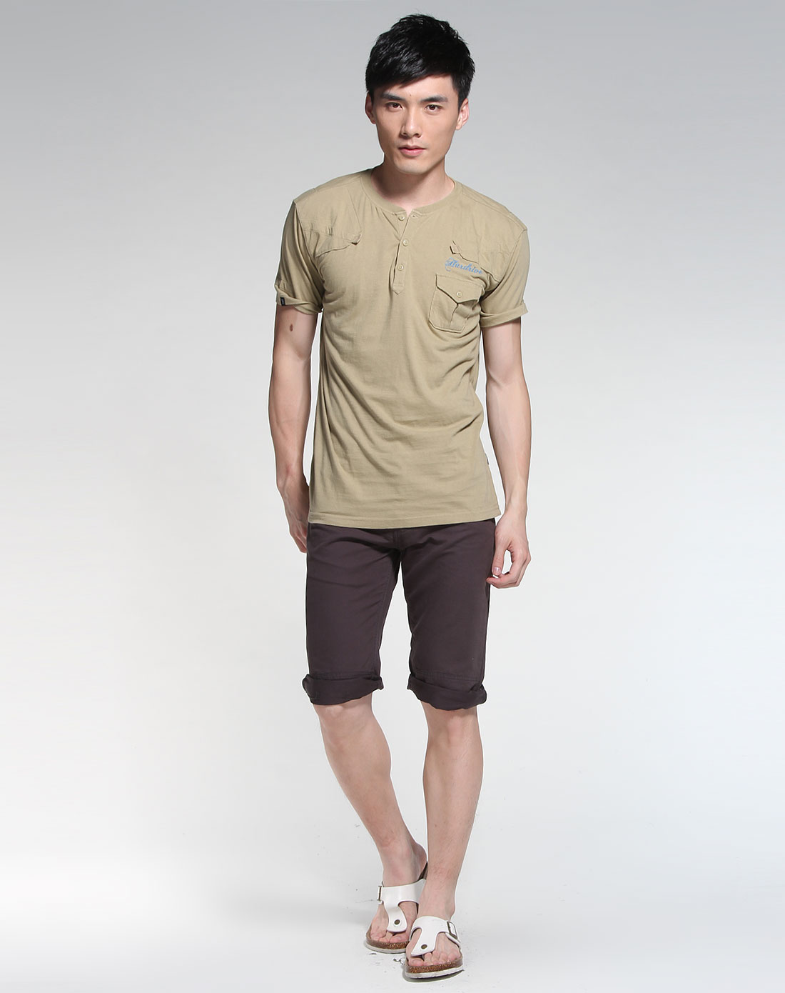 hardrive男装专场浅卡其色时尚圆领短袖t恤