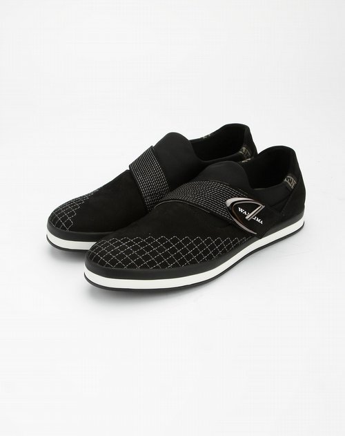 万里马wanlima男鞋专场黑色车花休闲皮鞋