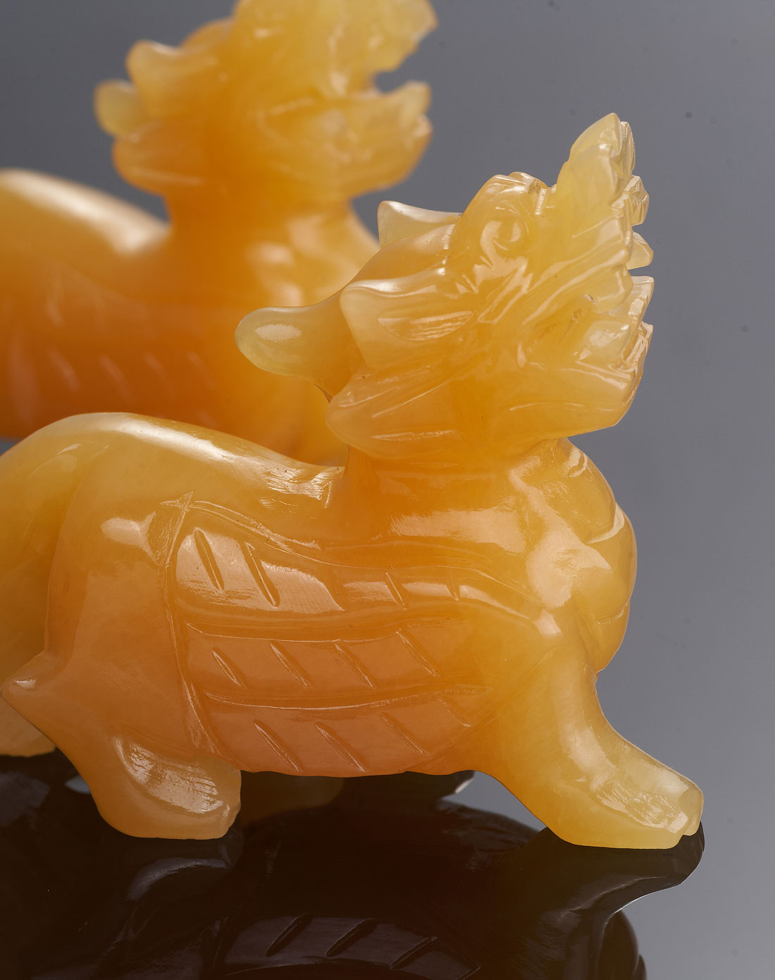 天然黄玉(黄蜡石)貔貅摆件(对)