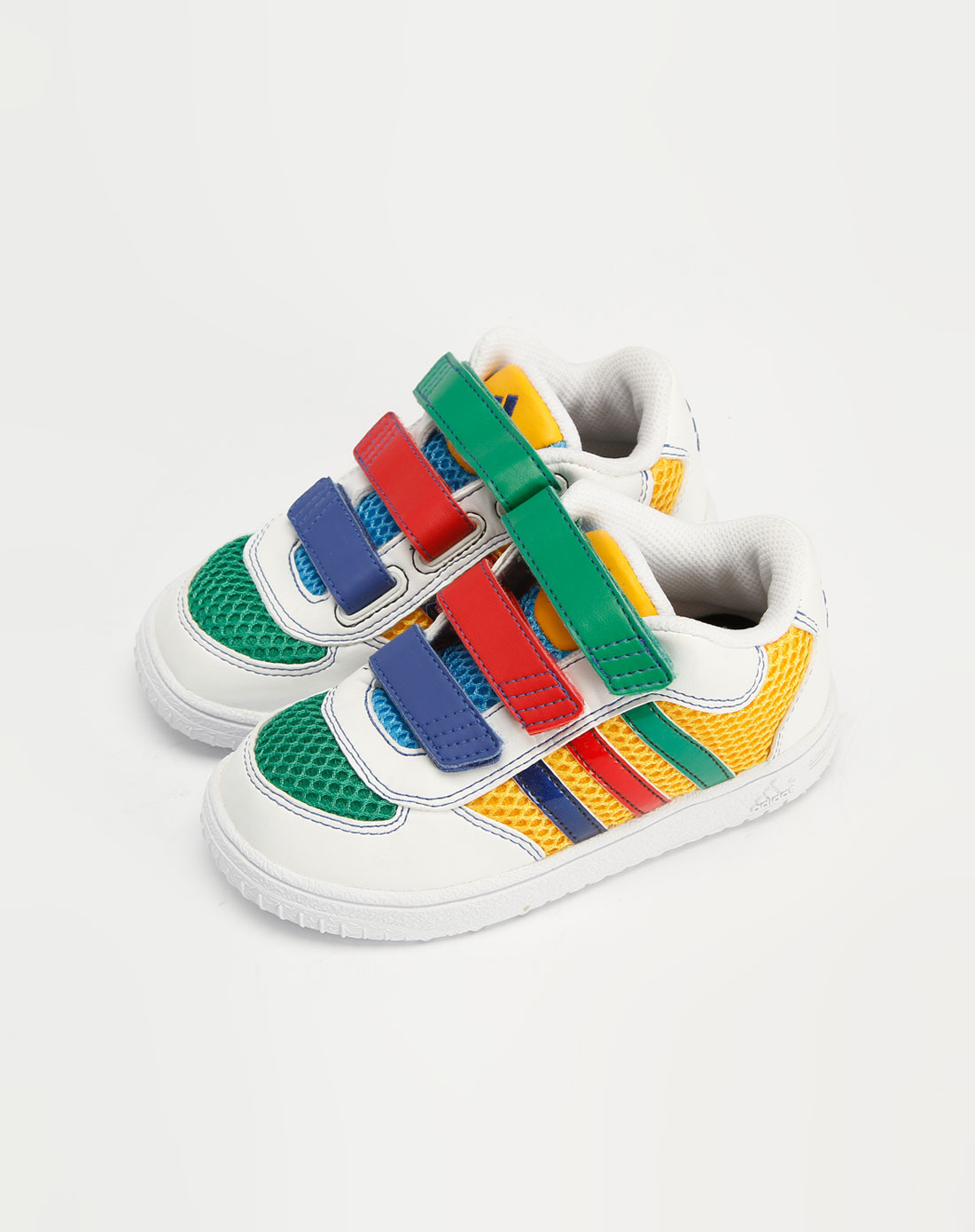 童裝童用庫存專場adidas kids 男童白色炫彩網紋運動鞋