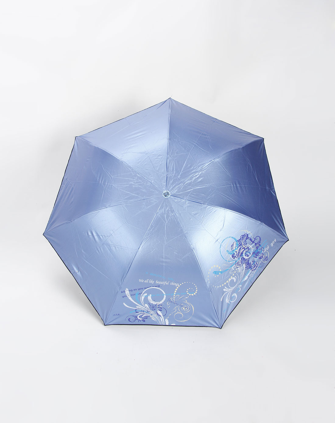 宝蓝色印花超轻防紫外线太阳伞
