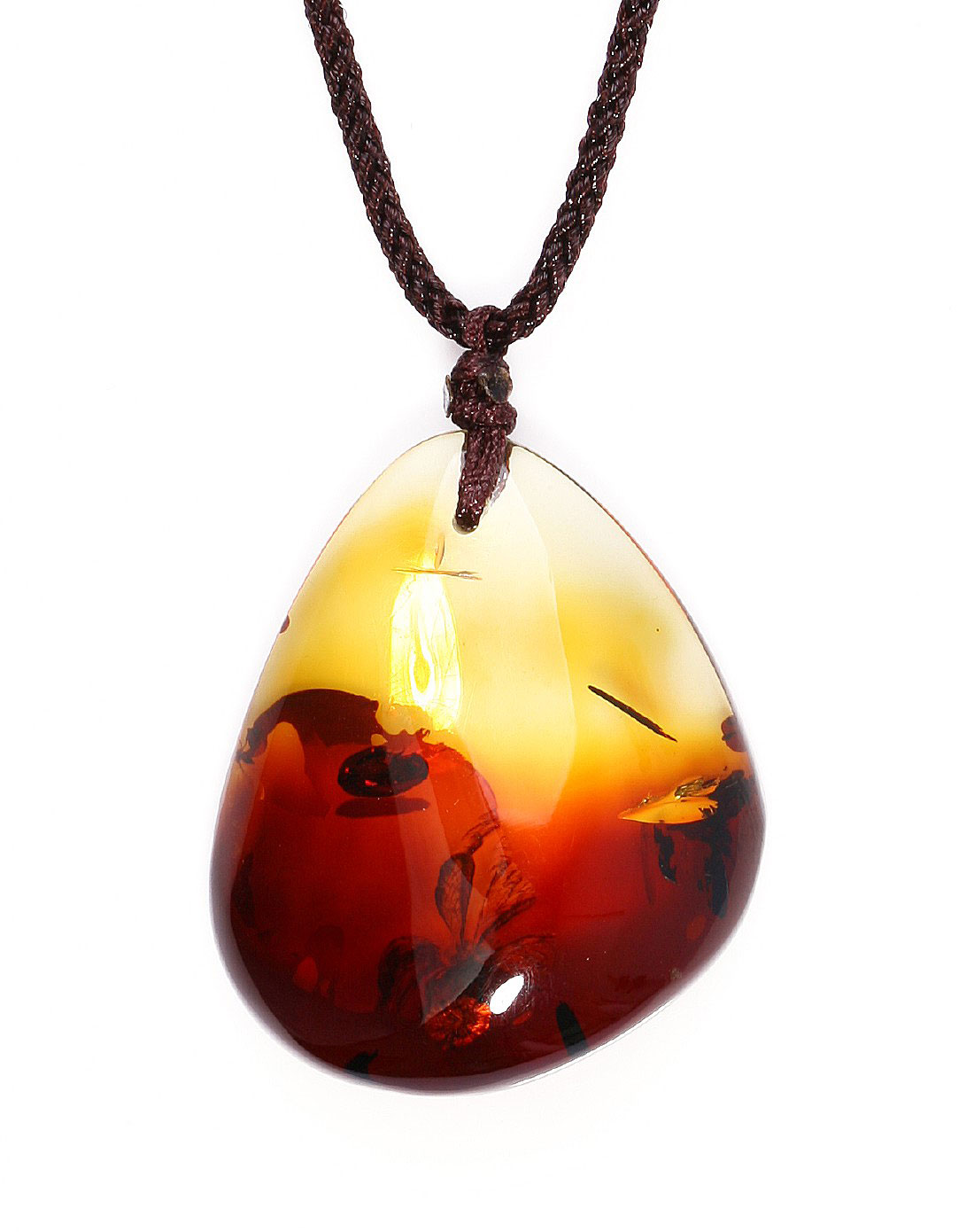 昊天琥珀饰品专场-千年红花花珀项链