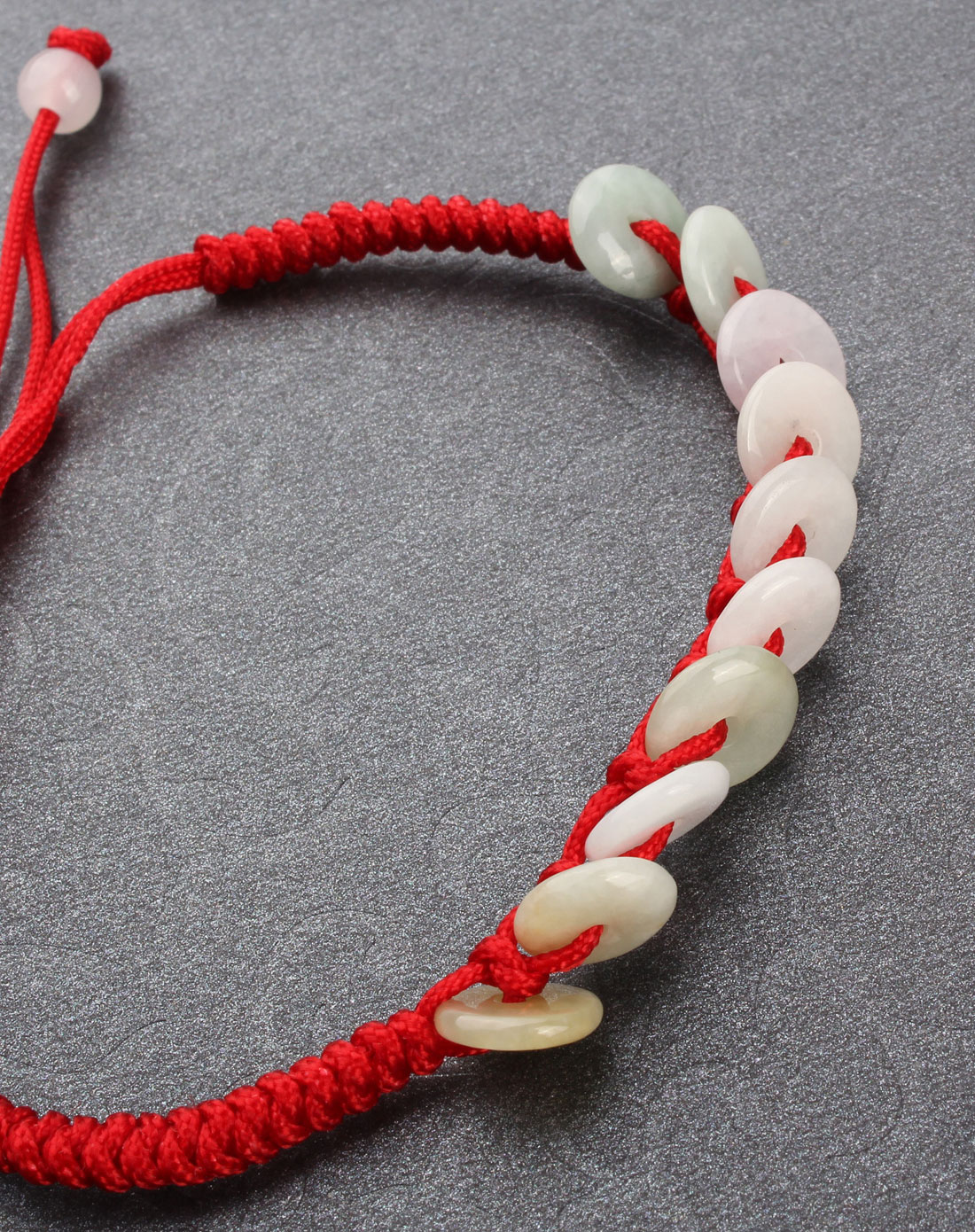 翡翠森林淡绿色翡翠a货手工编织手链可调节平安扣