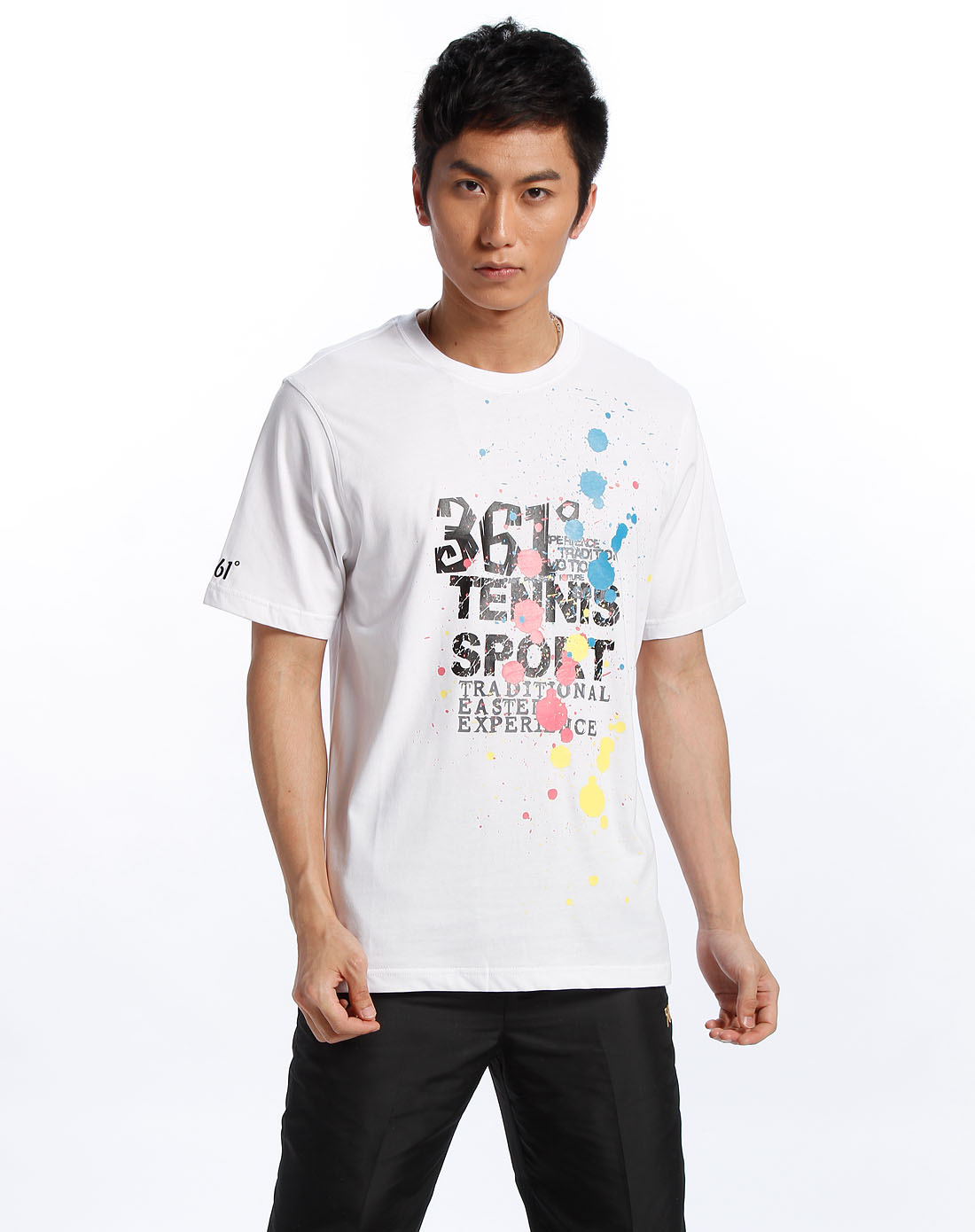 361°男款白色印花圆领短袖t恤1