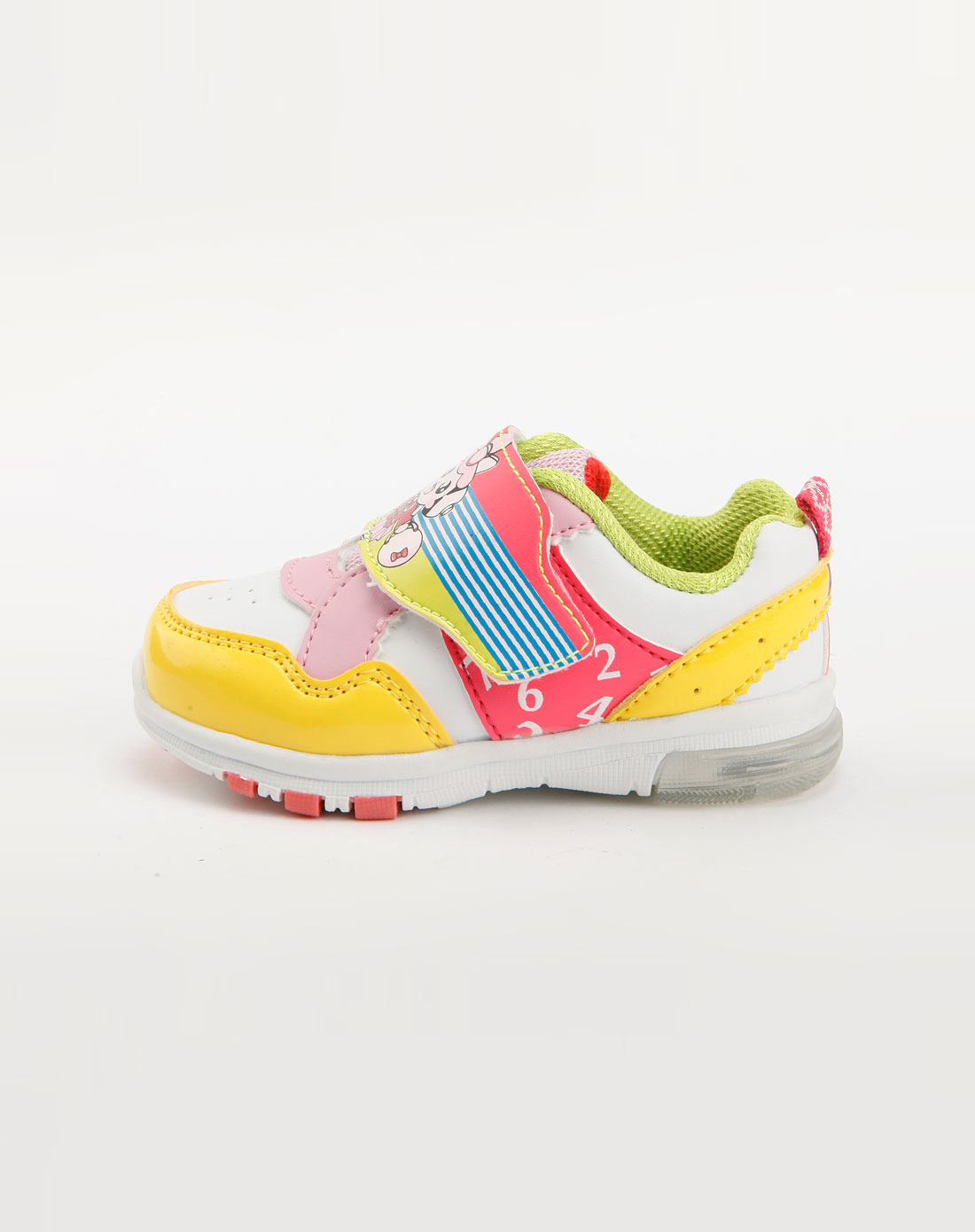 卡丁童鞋女宝宝绿/黄色闪灯运动鞋