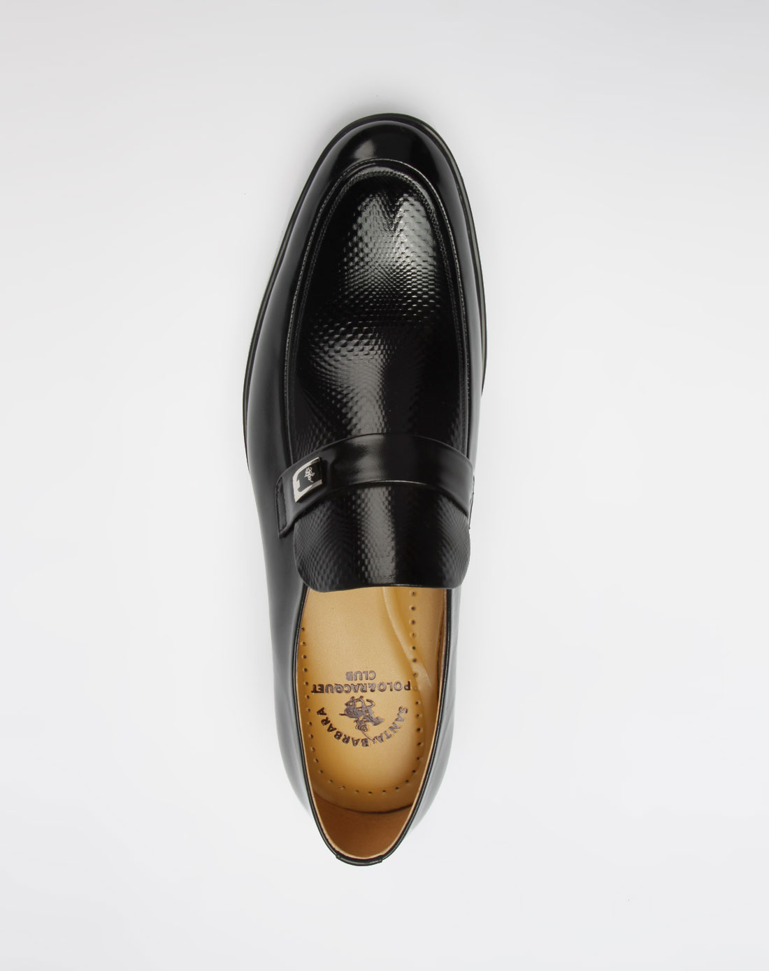 圣大保罗-男鞋黑色压暗纹皮鞋