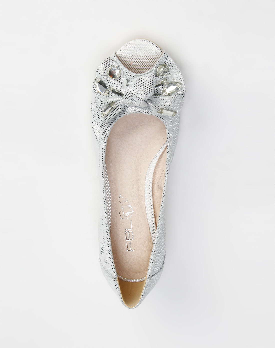 女鞋库存专场菲伯丽尔fbl 银色蝴蝶结圆点鱼嘴鞋