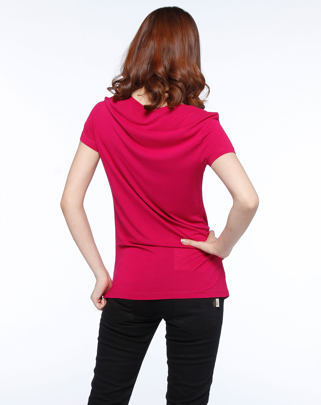 阿玛尼armani-女士aj女款紫红色logo印字短袖t恤