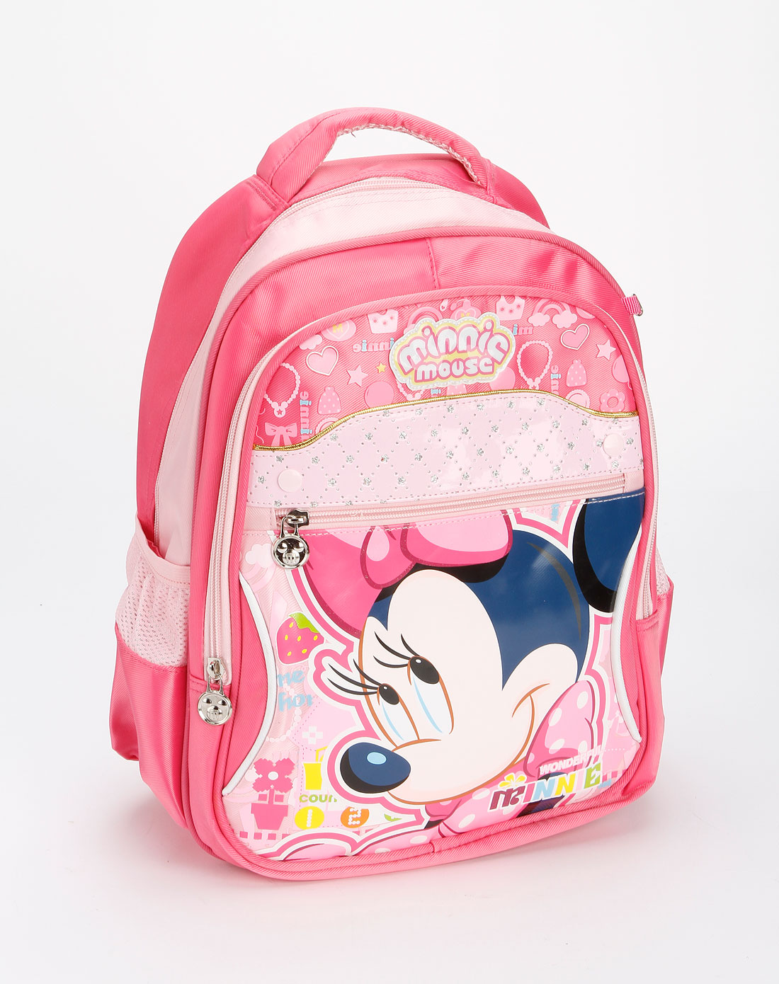 [ 迪士尼 ] 女童玫红色米妮卡通学生书包