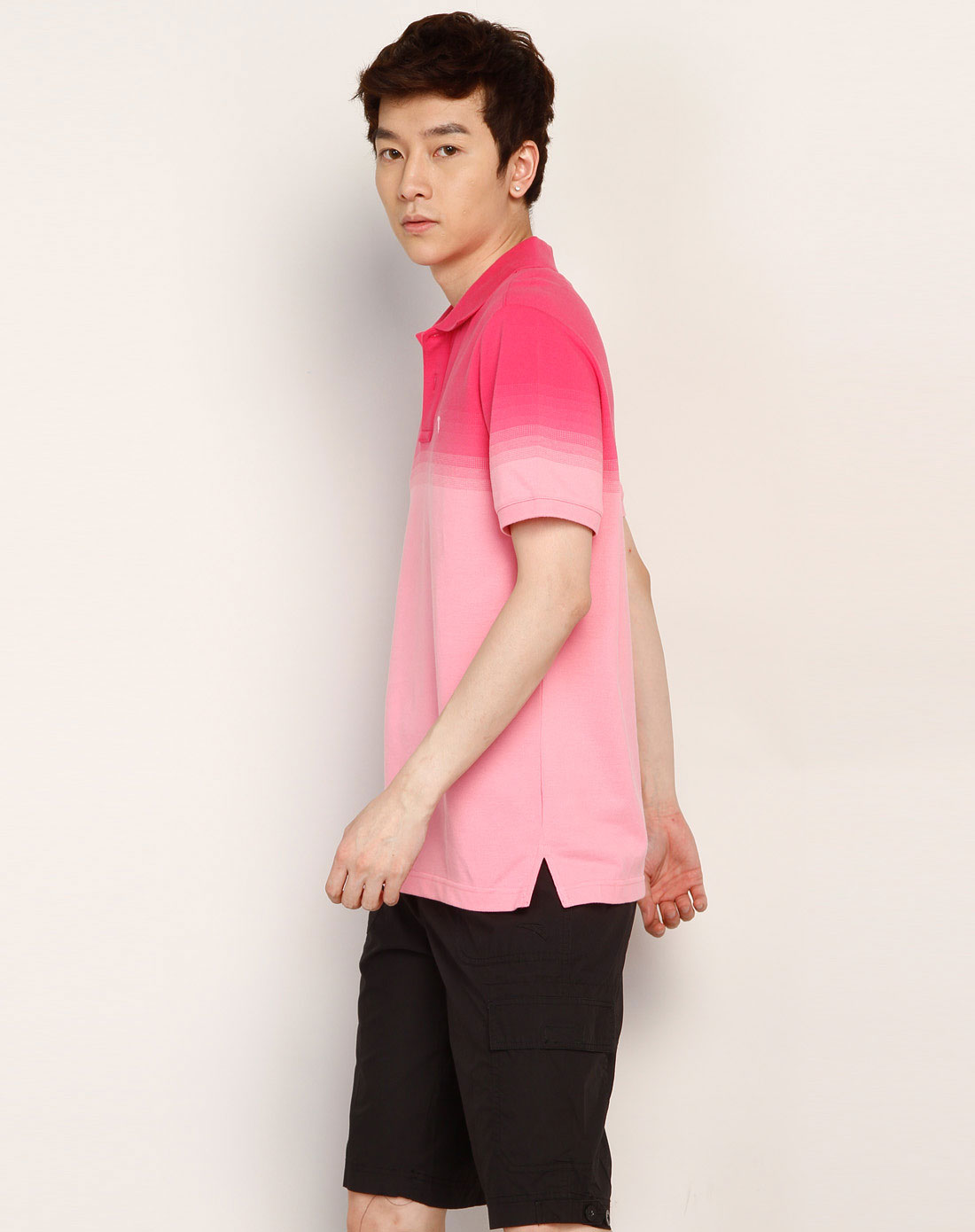 男款 玫红渐变粉红色短袖t恤