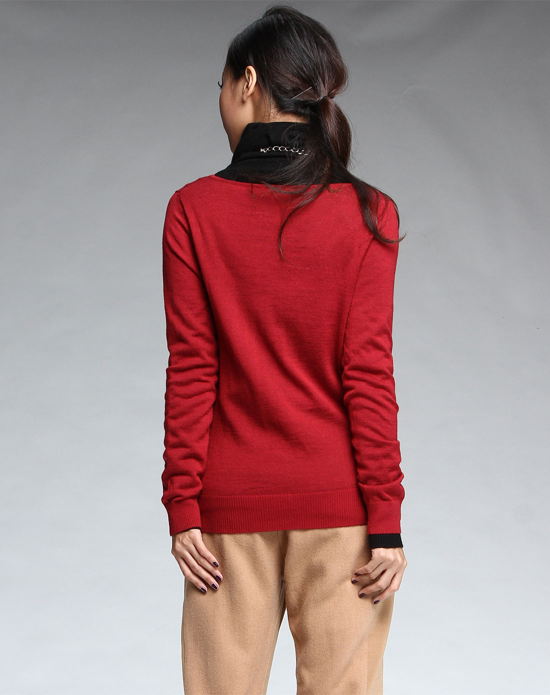 丹诗格尔dansger女装专场-红色长袖毛衣