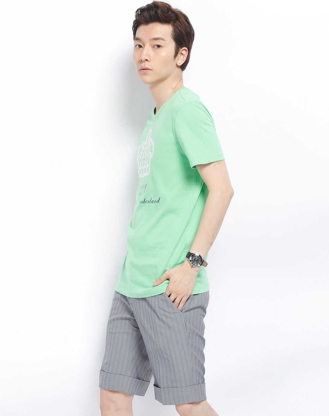 ebase garcons-男装专场青绿色圆领短袖t恤