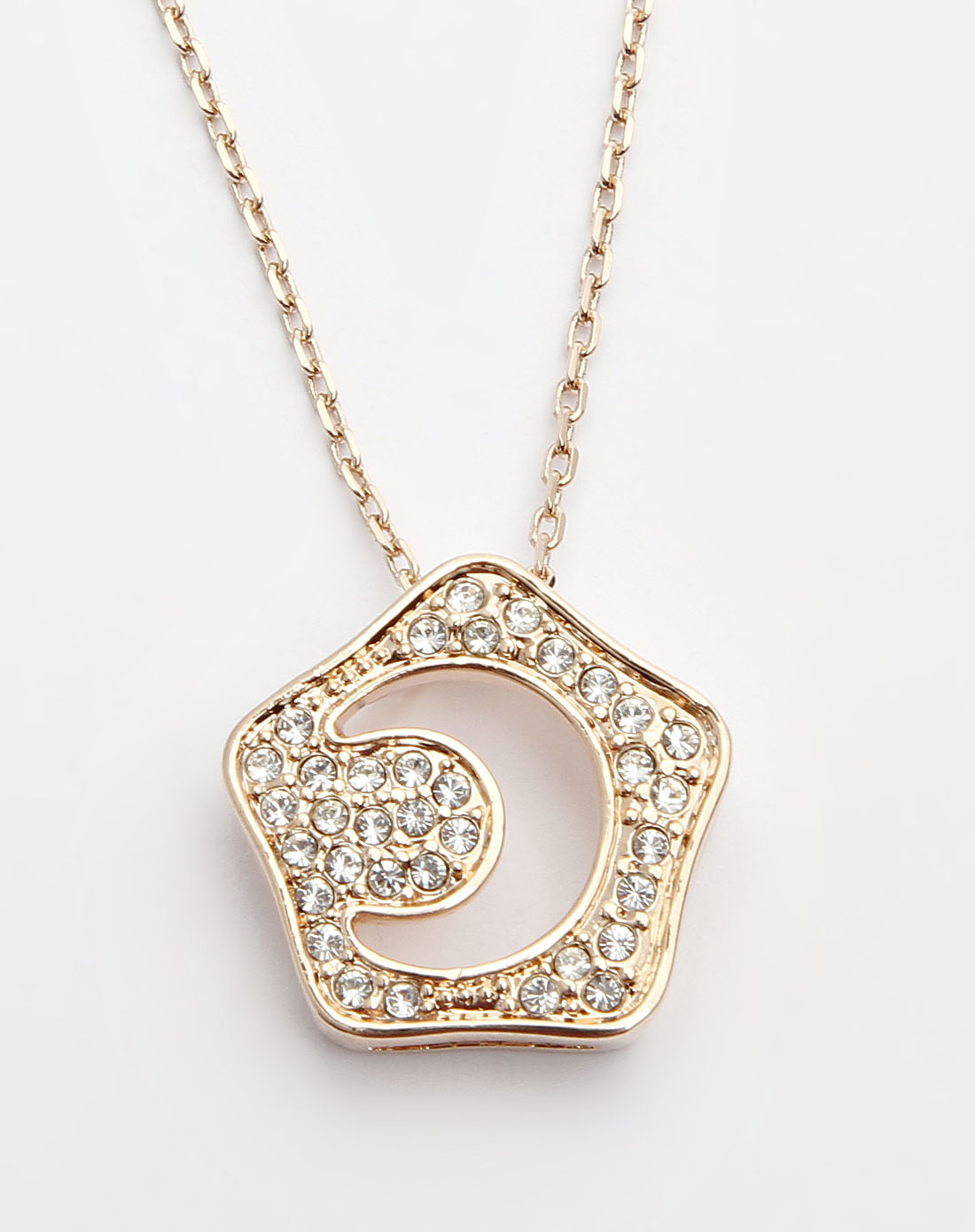 felisa金色五角形镶钻吊坠项链