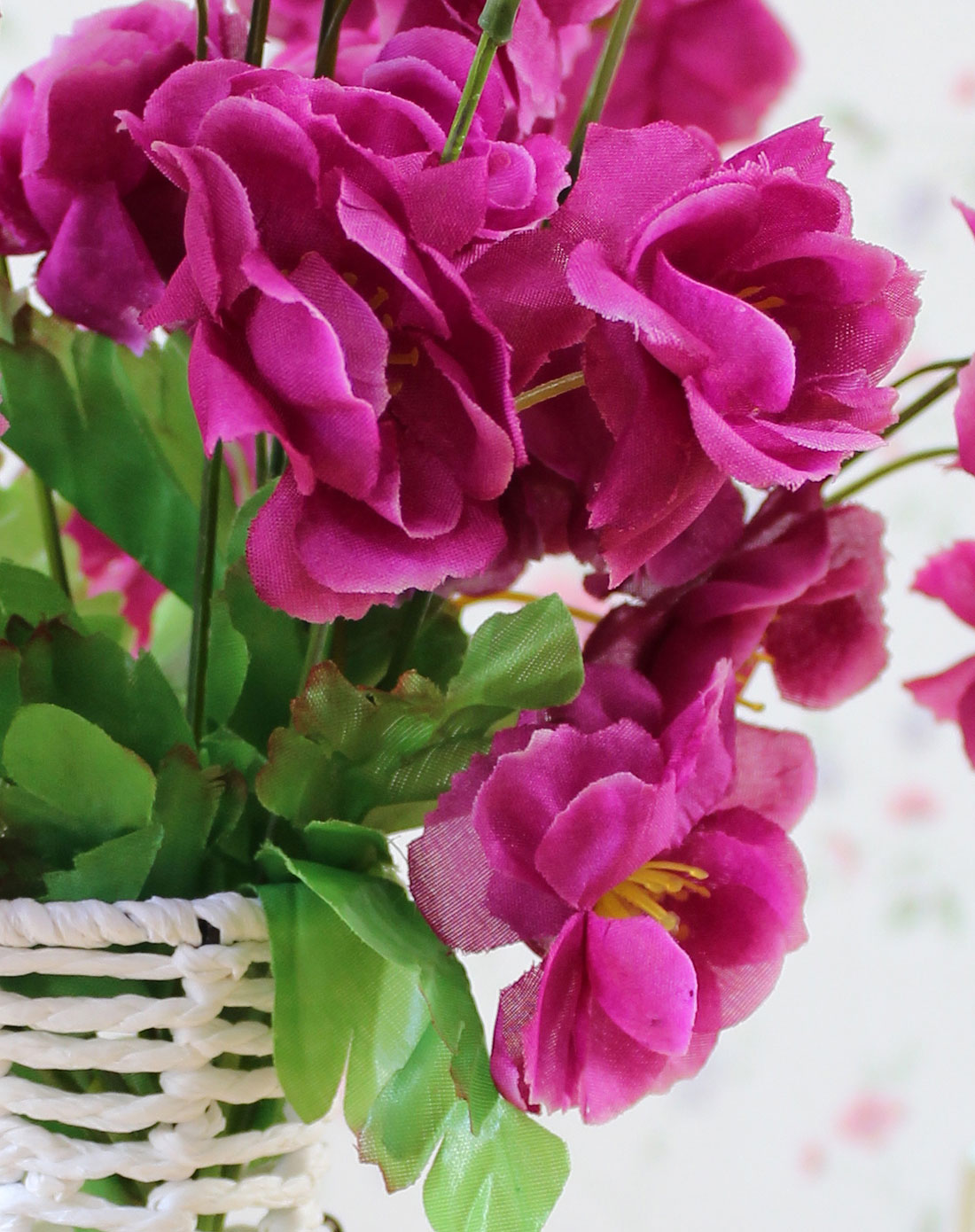 纸艺手编花篮摆件白色(花瓶含插花)