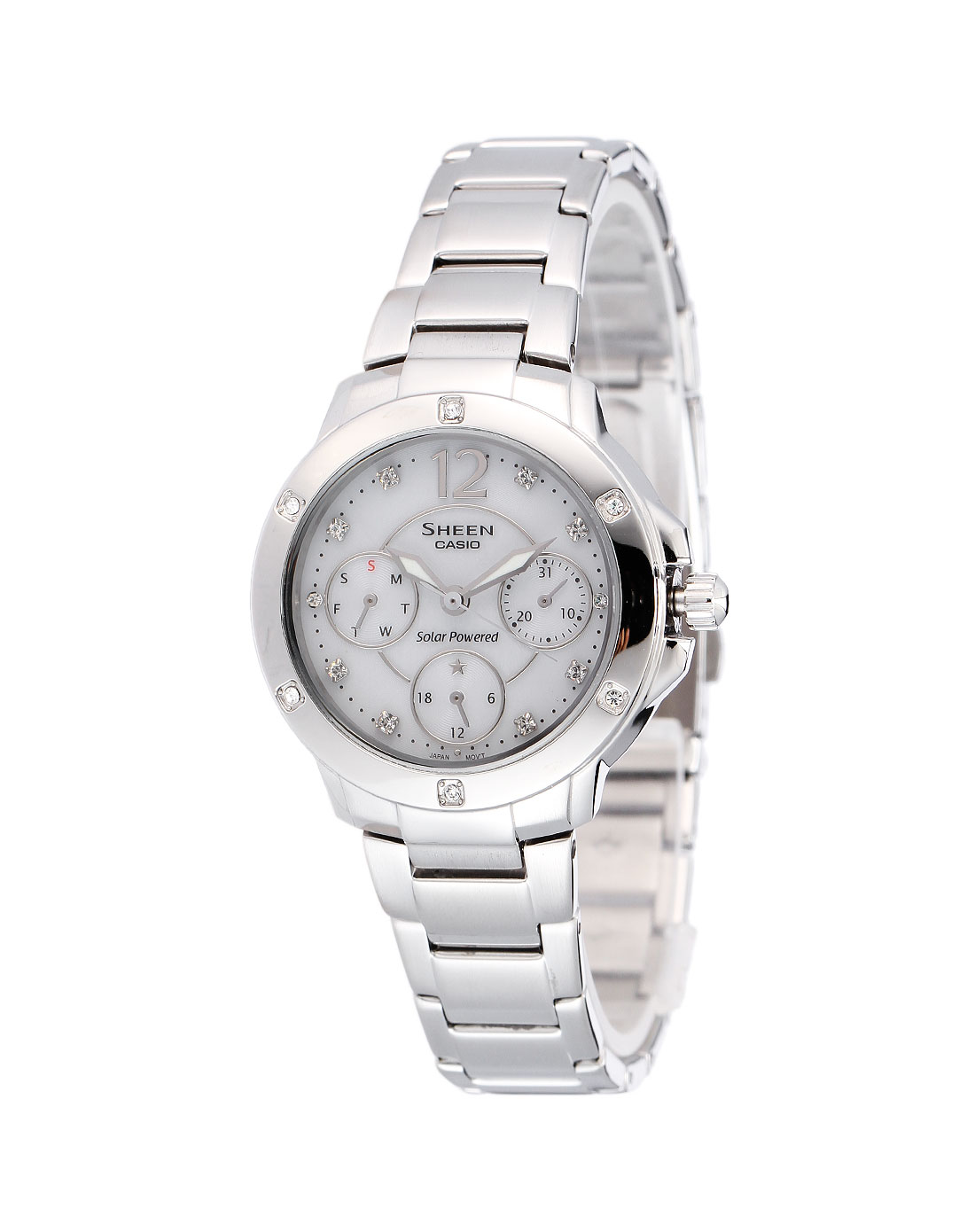 卡西欧casio女款白色高贵典雅镶水晶手表