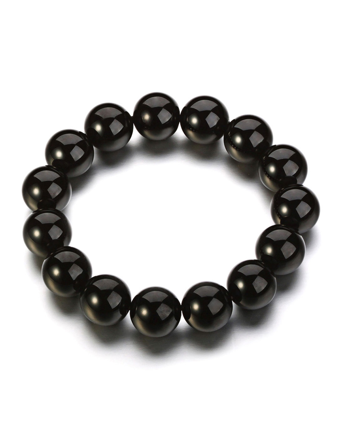 天然黑玛瑙手链14mm附质检证书