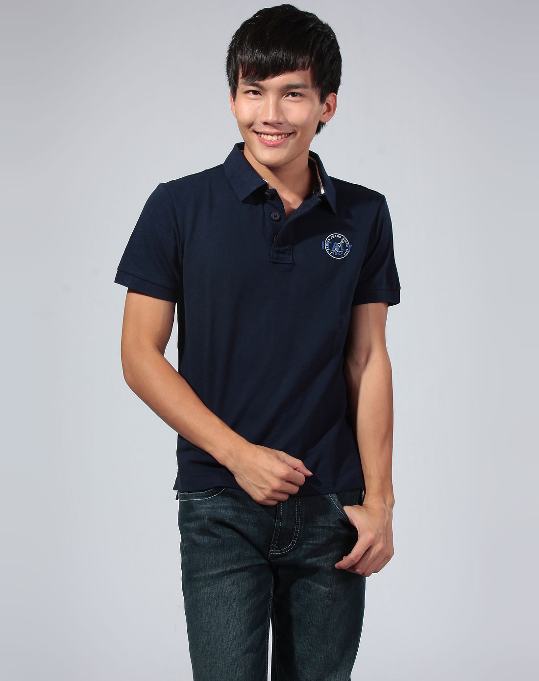 男装库存专场阿尔皮纳(袋鼠)lalpina 藏蓝色短袖polo衫