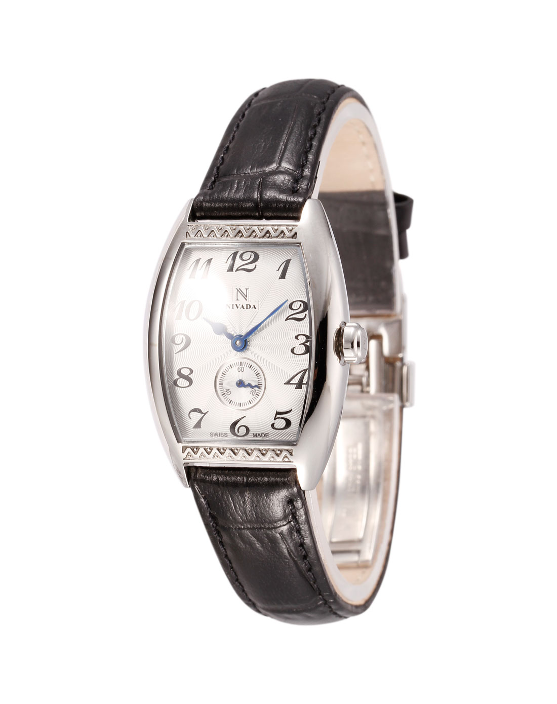 尼维达 / 女款黑/银色酒桶型时尚皮带石英手表