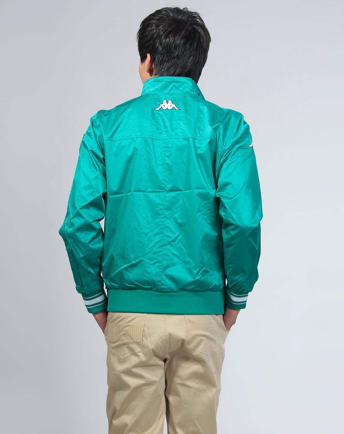 卡帕kappa男装-绿色条纹长袖外套