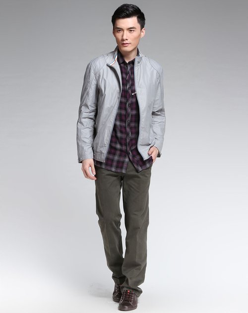 香港鳄鱼恤crocodile男装专场烟灰色休闲长袖外套