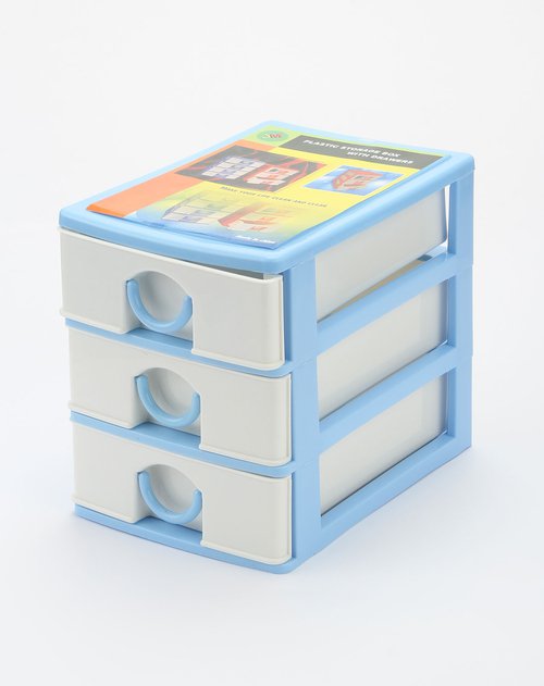 jm家居用品专场蓝色韩式素色三层收纳盒