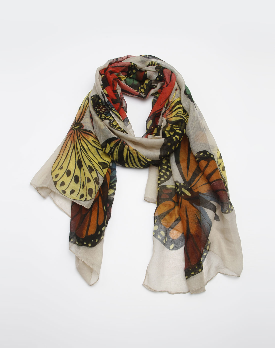 女款彩色蝴蝶图案时尚围巾