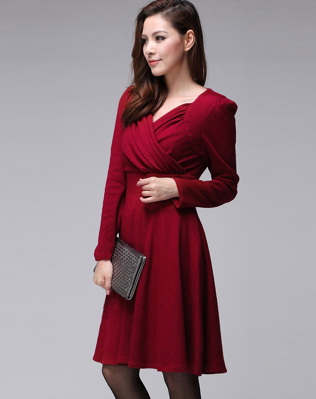 女款深红连衣裙