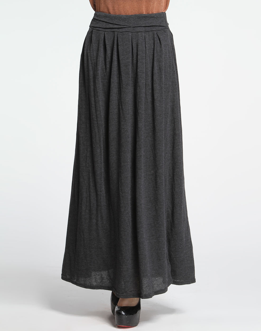 灰黑色休闲简约半身长裙