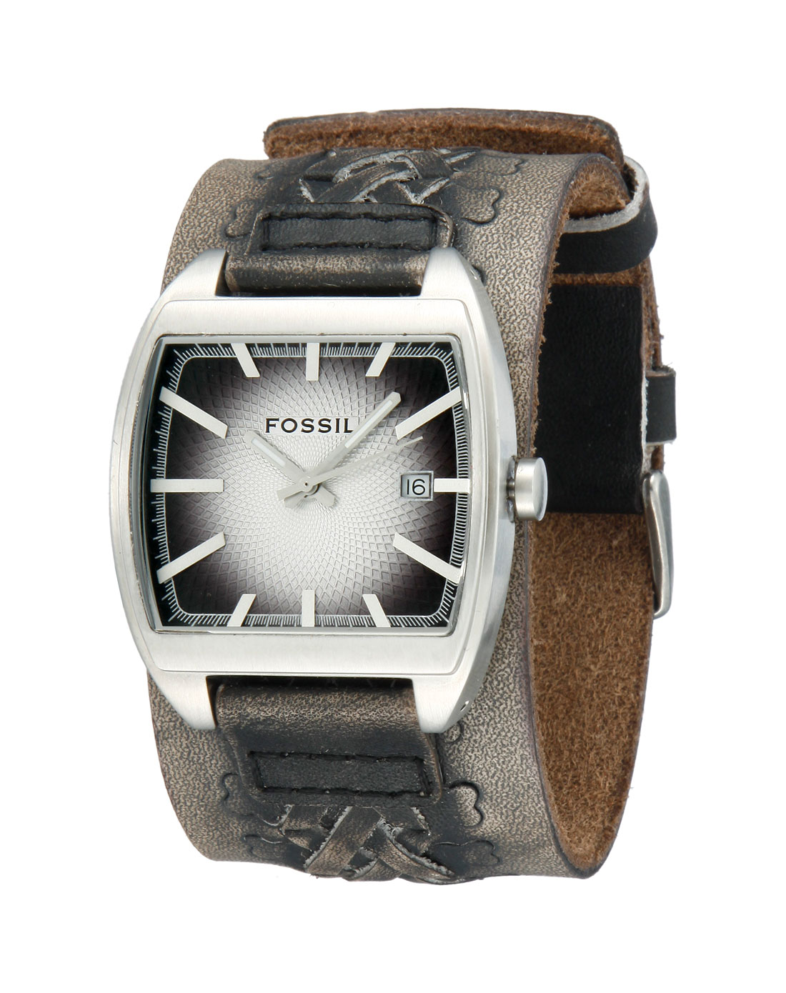 fossil男款灰色皮带手表