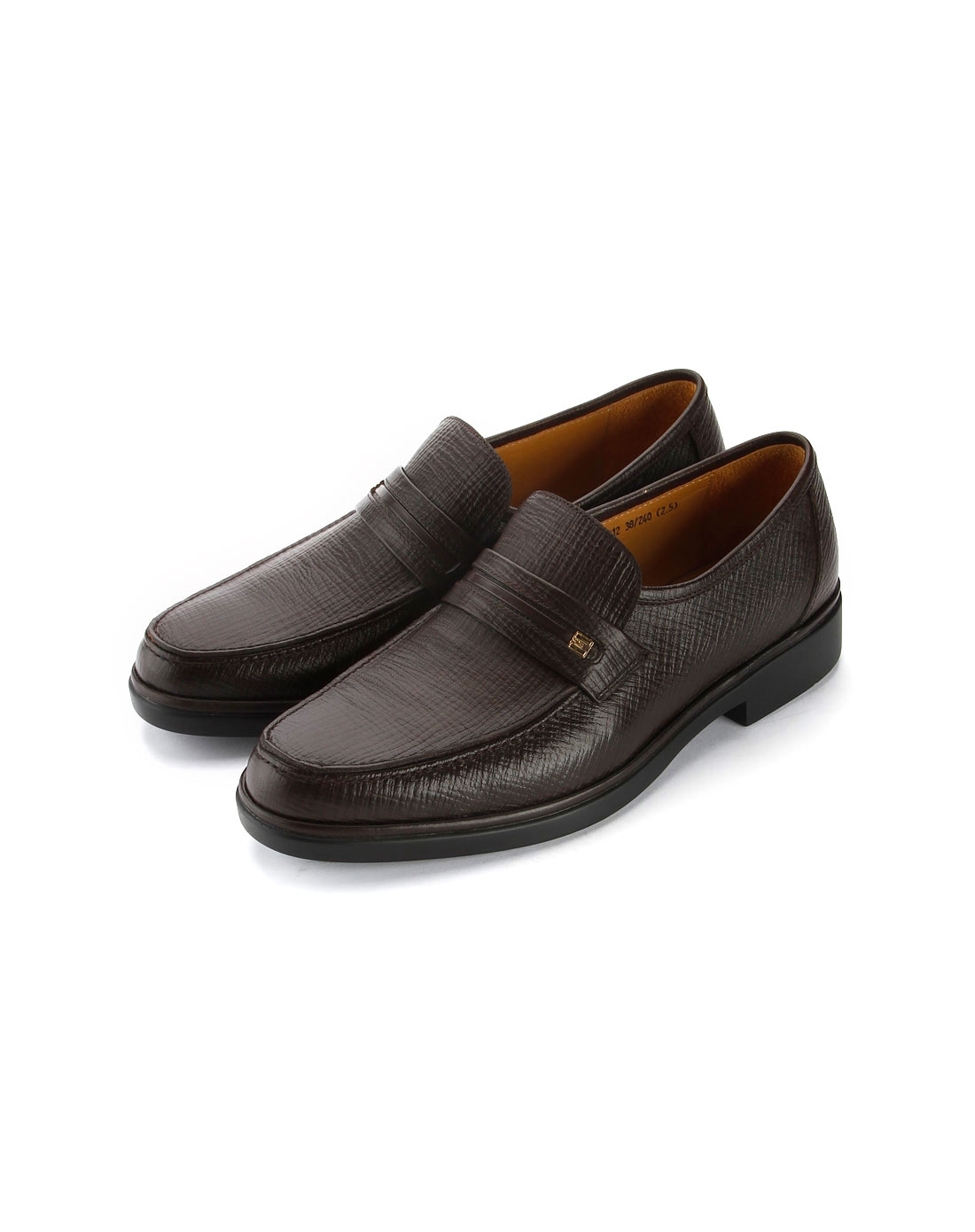 皇冠crown-男鞋深棕/黑色印纹束绳皮鞋