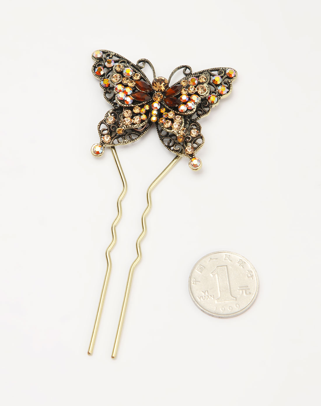 rena chris黄铜色蝴蝶型镶钻发簪