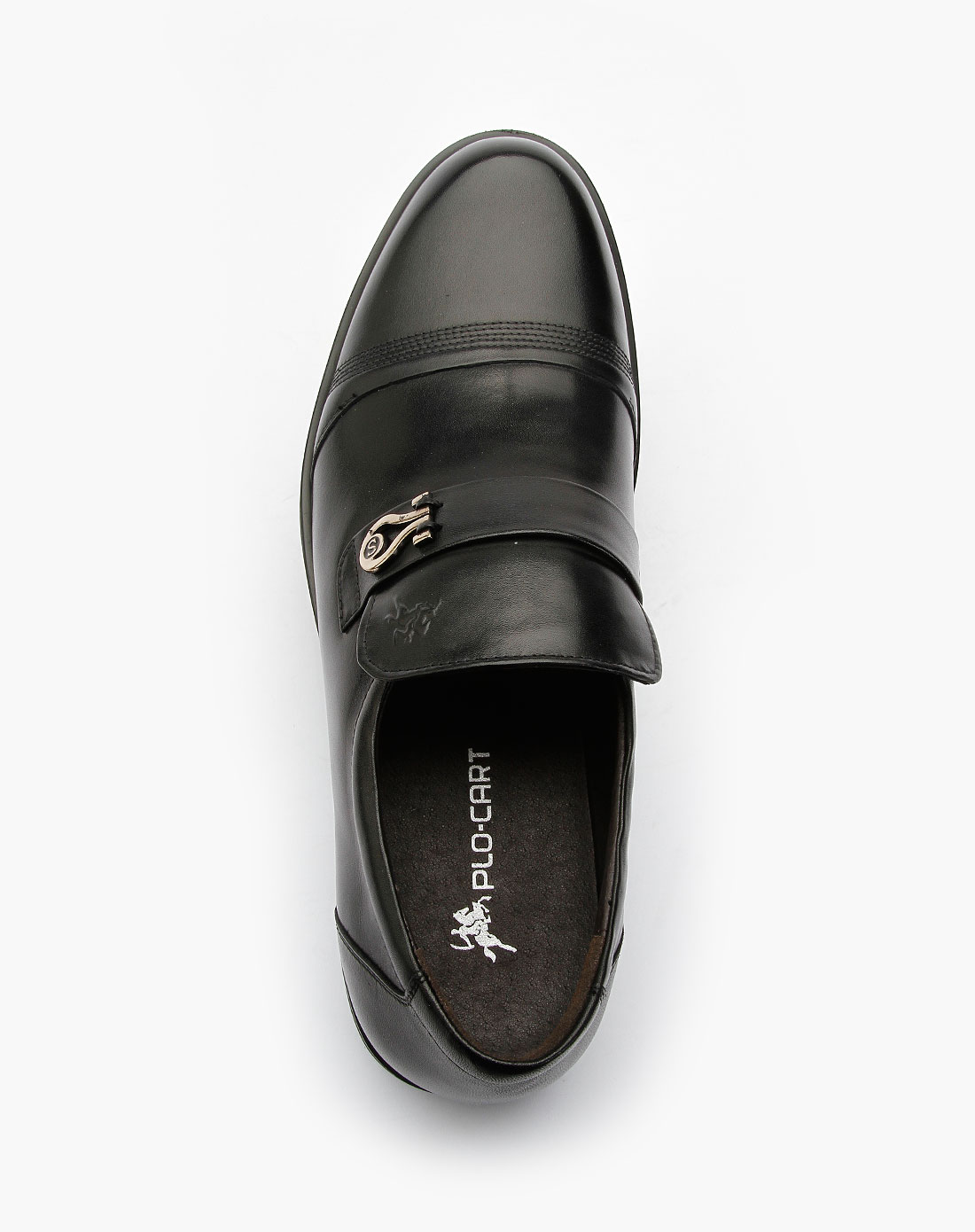 保罗·盖帝plo·cart黑色印logo商务皮鞋