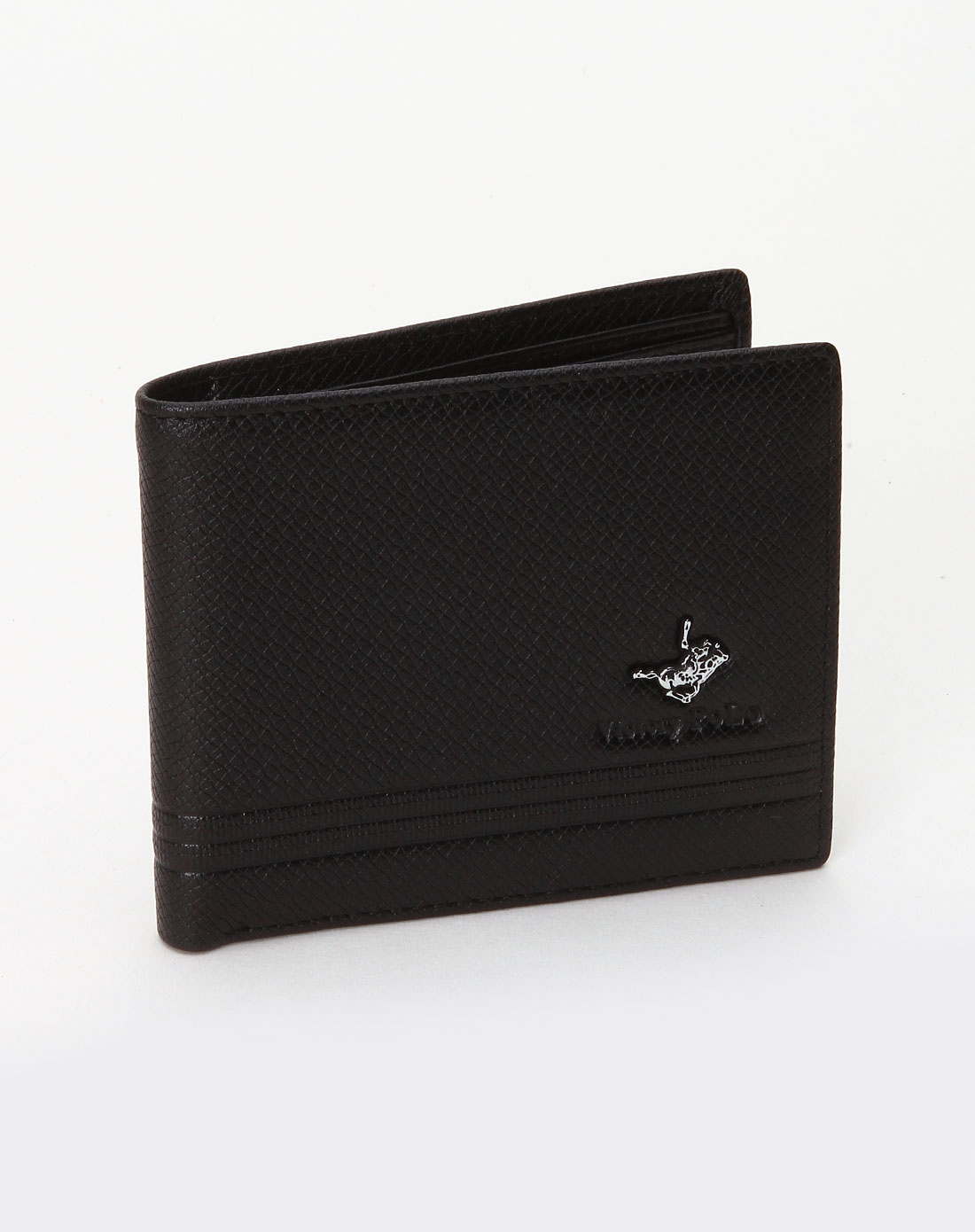 维多利保罗victory polo-男士黑色时尚暗印花钱包
