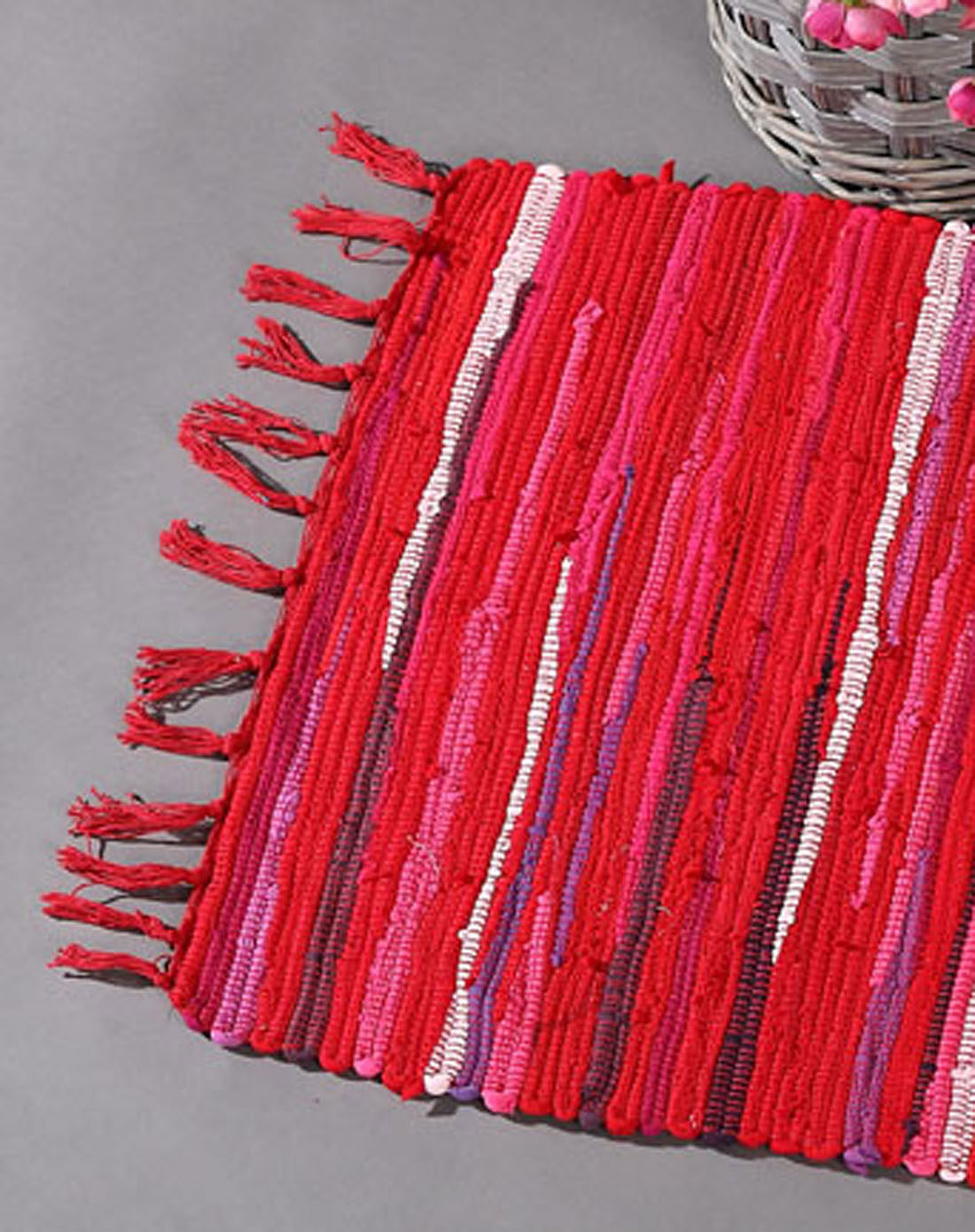 > 碎布地垫-大红条70*120cm