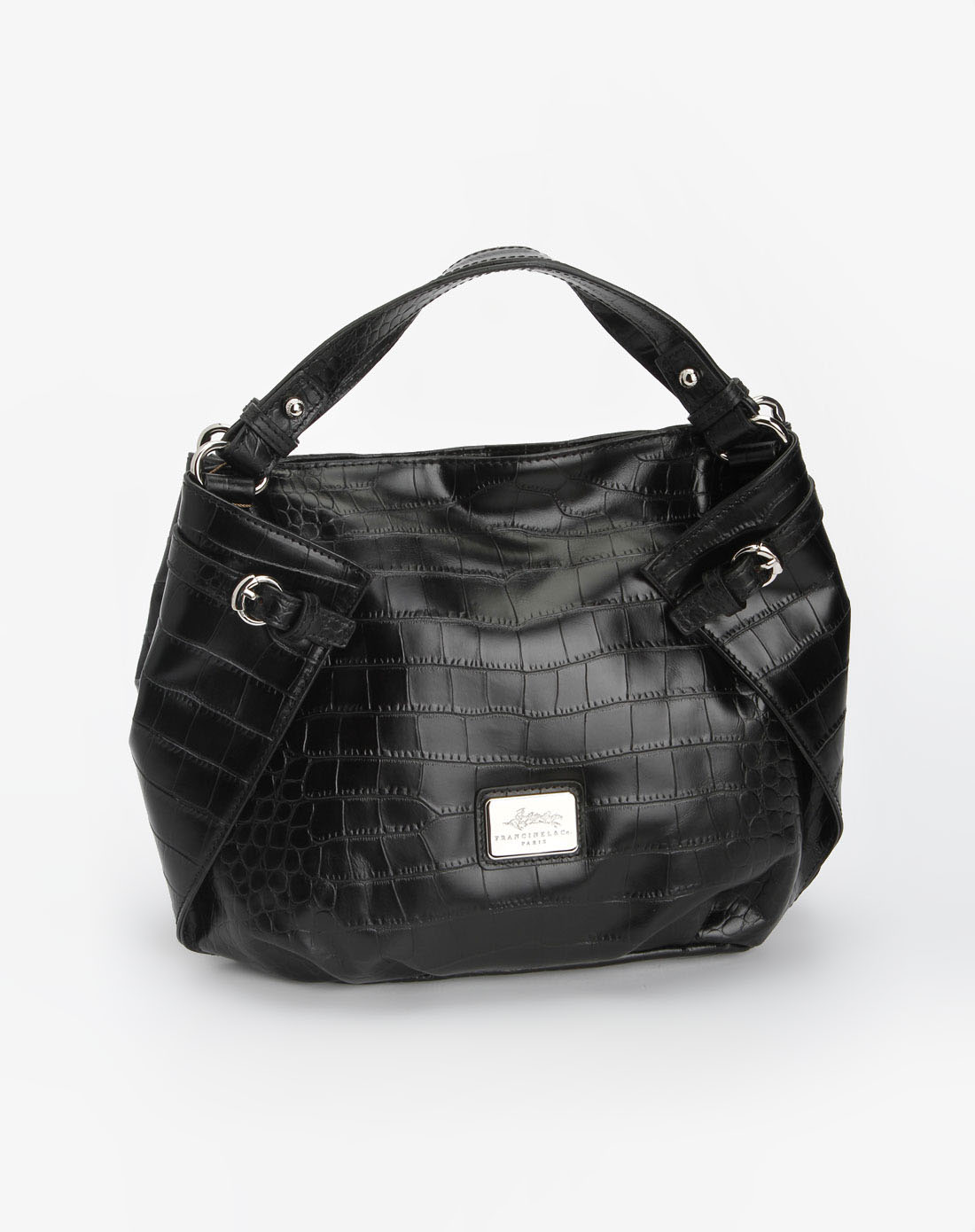 法赛纳francinel黑色鳄鱼纹时尚个性手提包