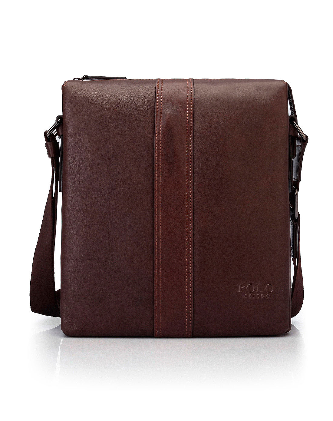 保罗美思得polomeisdo男包专场-啡色简约大方牛皮单肩男包