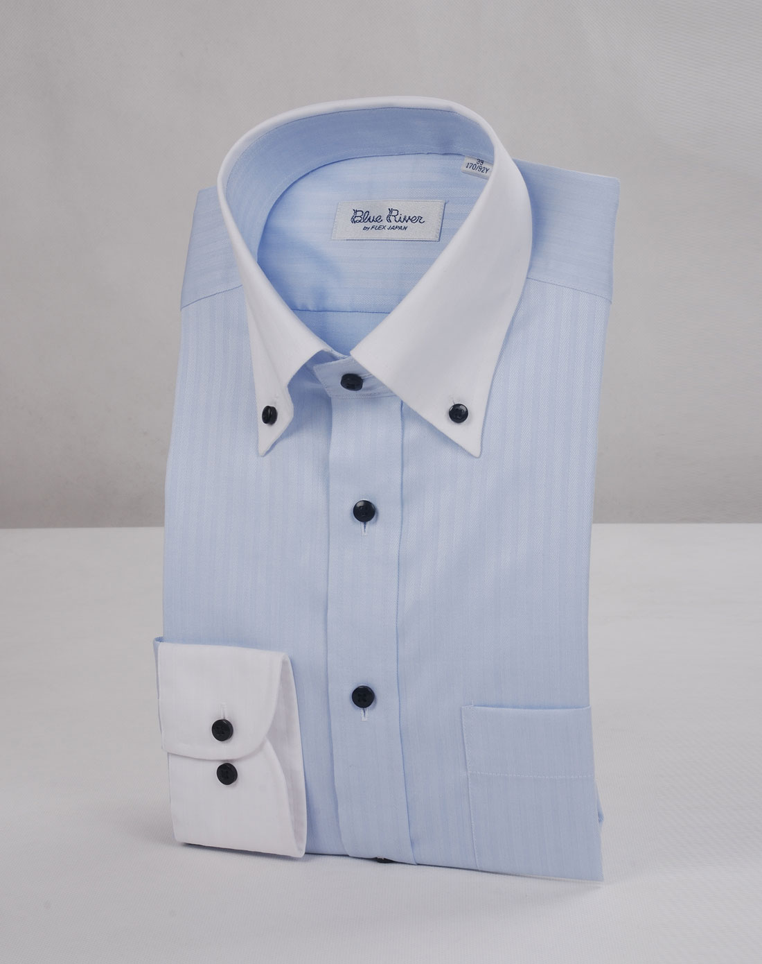 蓝河blueriver&深海deepocean混合专场男款蓝色纯棉免烫长袖衬衫