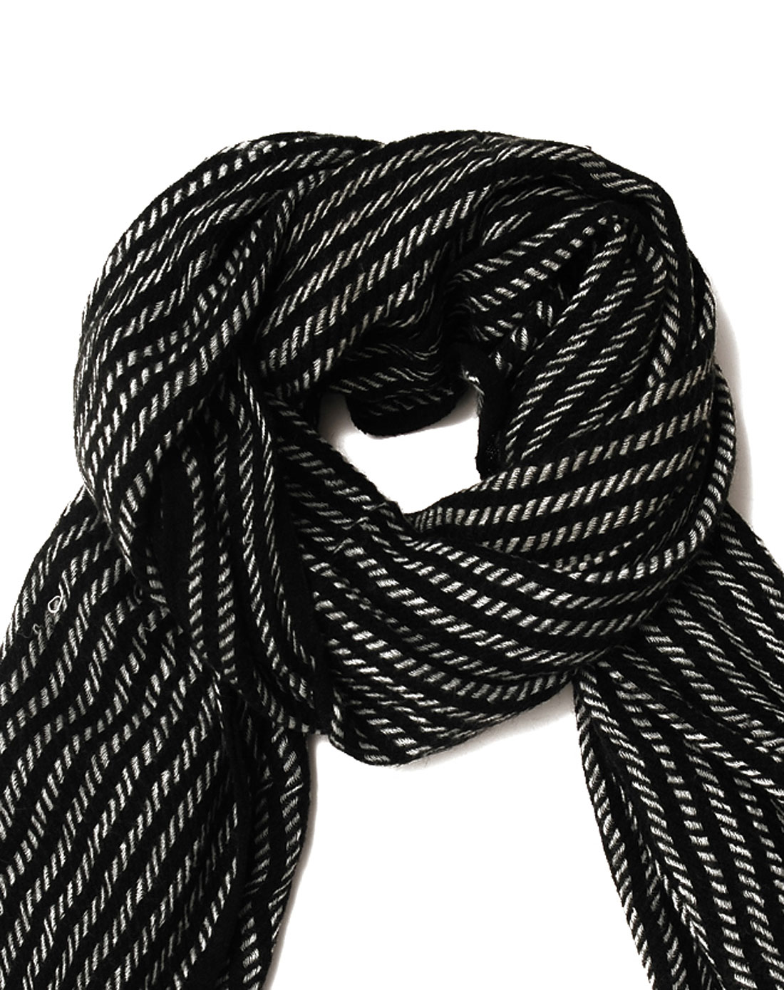 > 女款黑色/白色斜纹时尚围巾