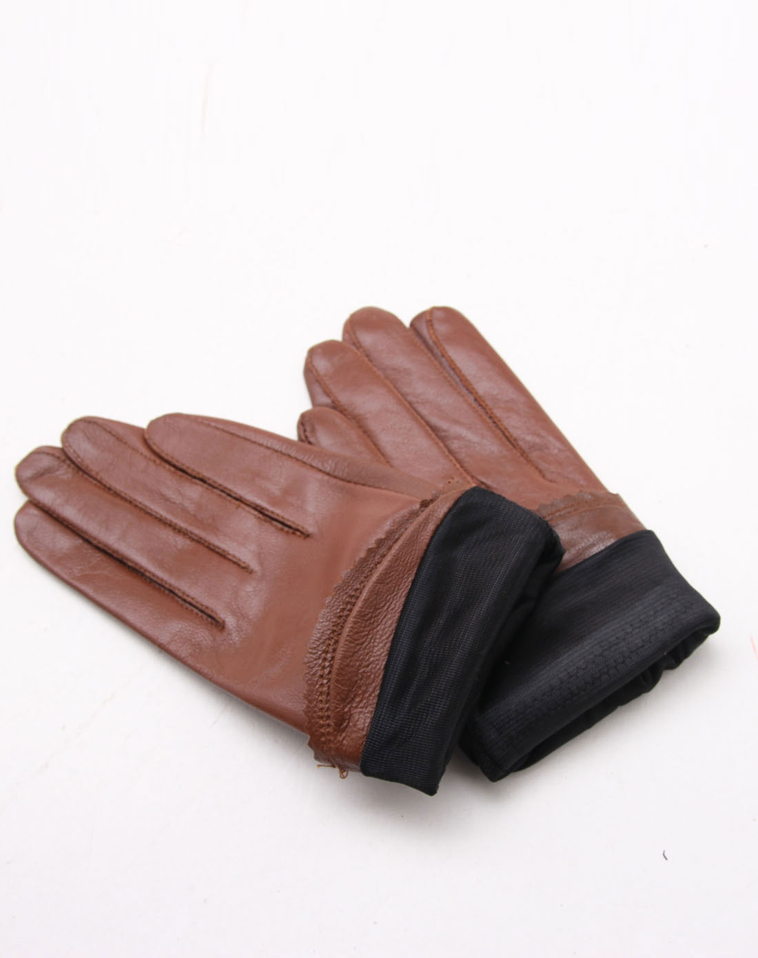 时尚羊皮红棕色单手套
