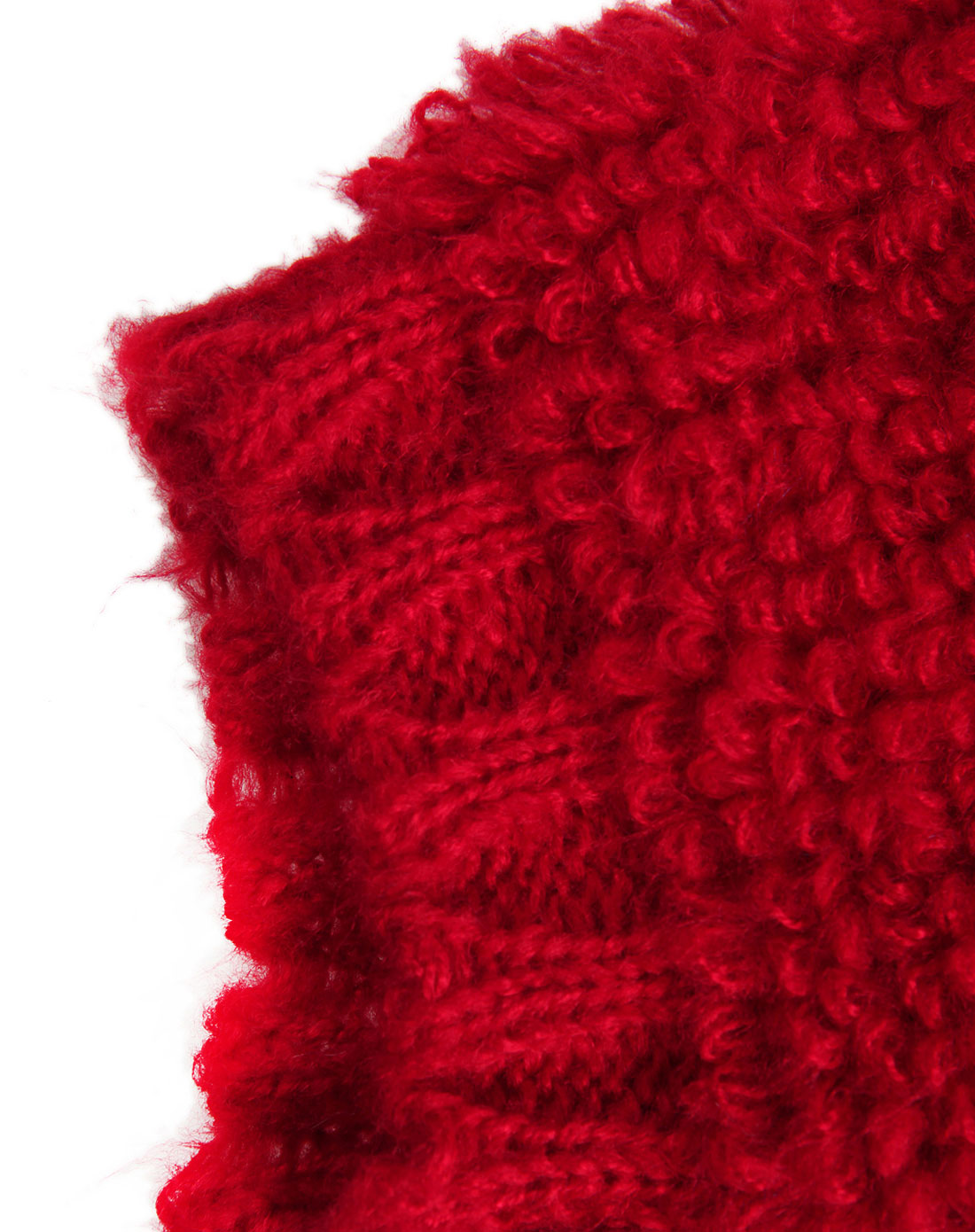 大红色纯色毛线编织纹理围巾